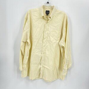 Jos A Bank Travelers Collection Button Down Shirt Yellow Long Sleeve Mens 17- 34